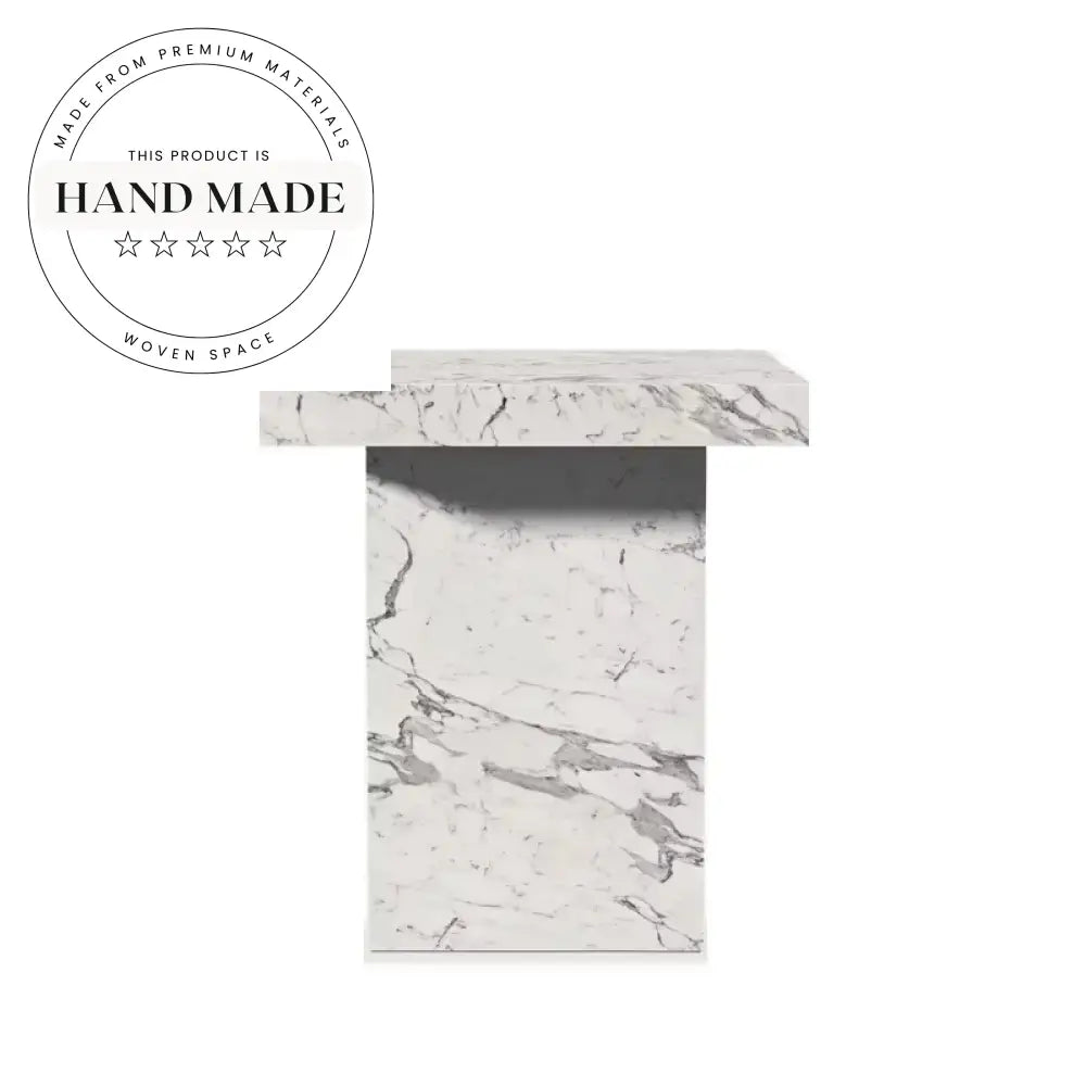 Modern Square Natural Arabescato Marble Stone Outdoor Accent Side Table