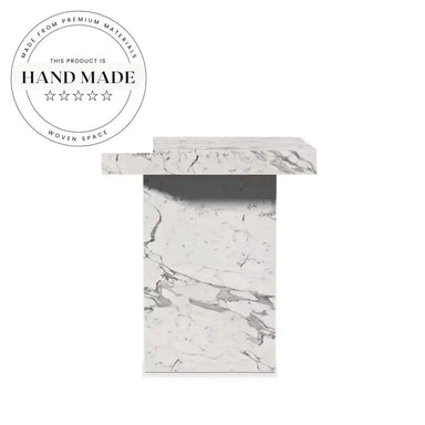 Modern Square Natural Arabescato Marble Stone Outdoor Accent Side Table