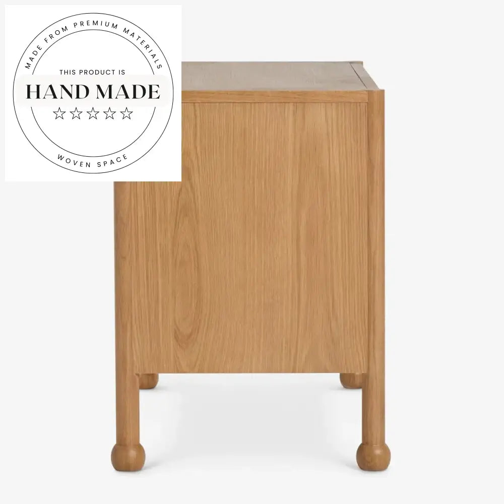 Modern Square Oak Veneer 2-Drawer Storage Nightstand Bedside Table