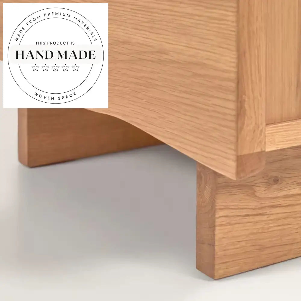 Modern Square Oak Veneer Nightstand with Natural Wood Finish Bedside Table