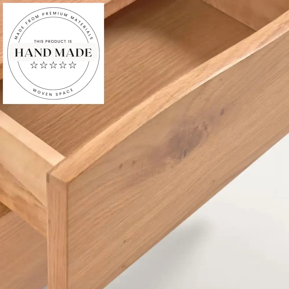 Modern Square Oak Veneer Nightstand with Natural Wood Finish Bedside Table