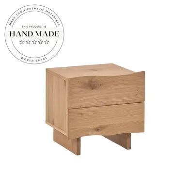 Modern Square Oak Veneer Nightstand with Natural Wood Finish Bedside Table