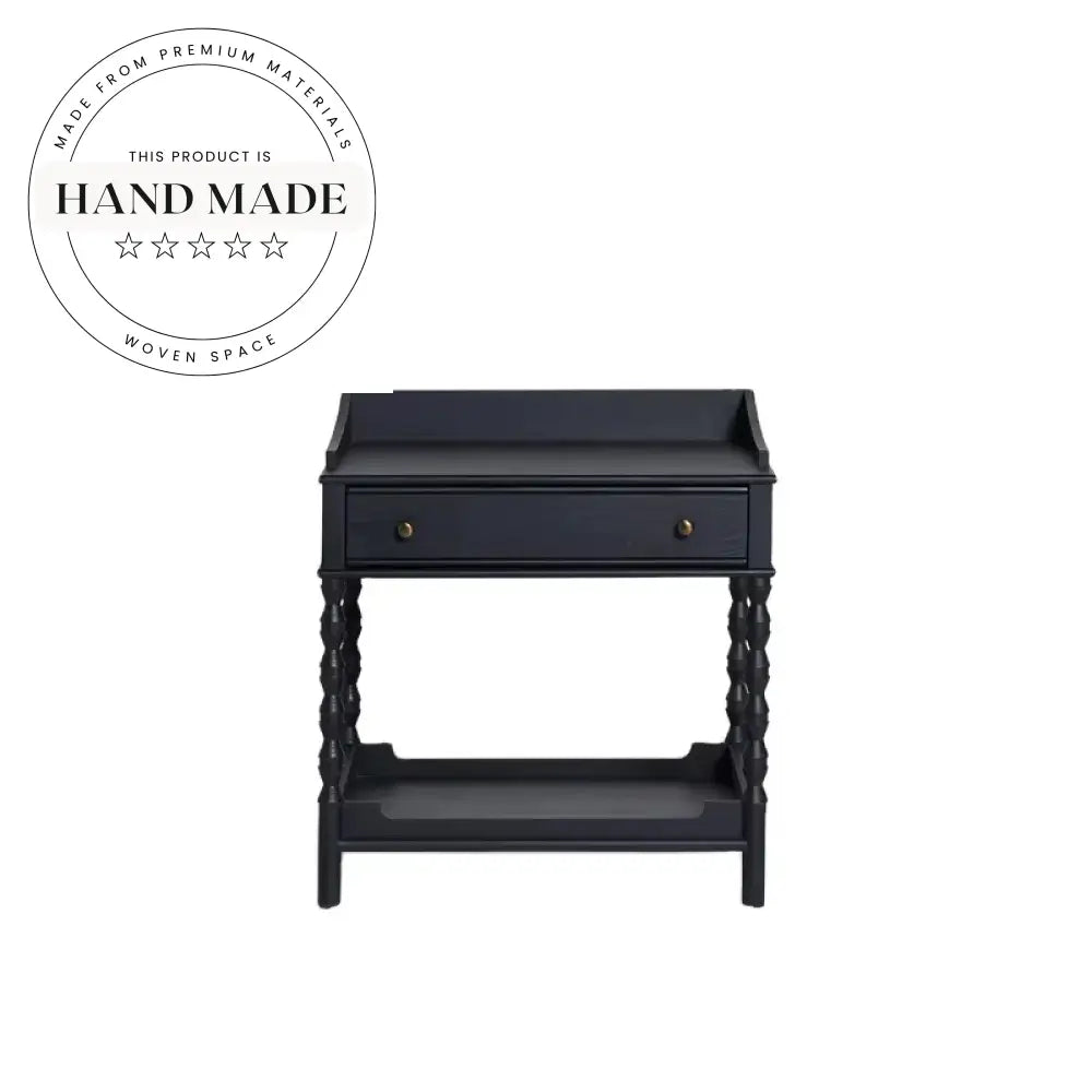 Modern Square Oak Veneer Single Drawer Wooden Bedside Table
