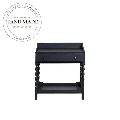 Modern Square Oak Veneer Single Drawer Wooden Bedside Table