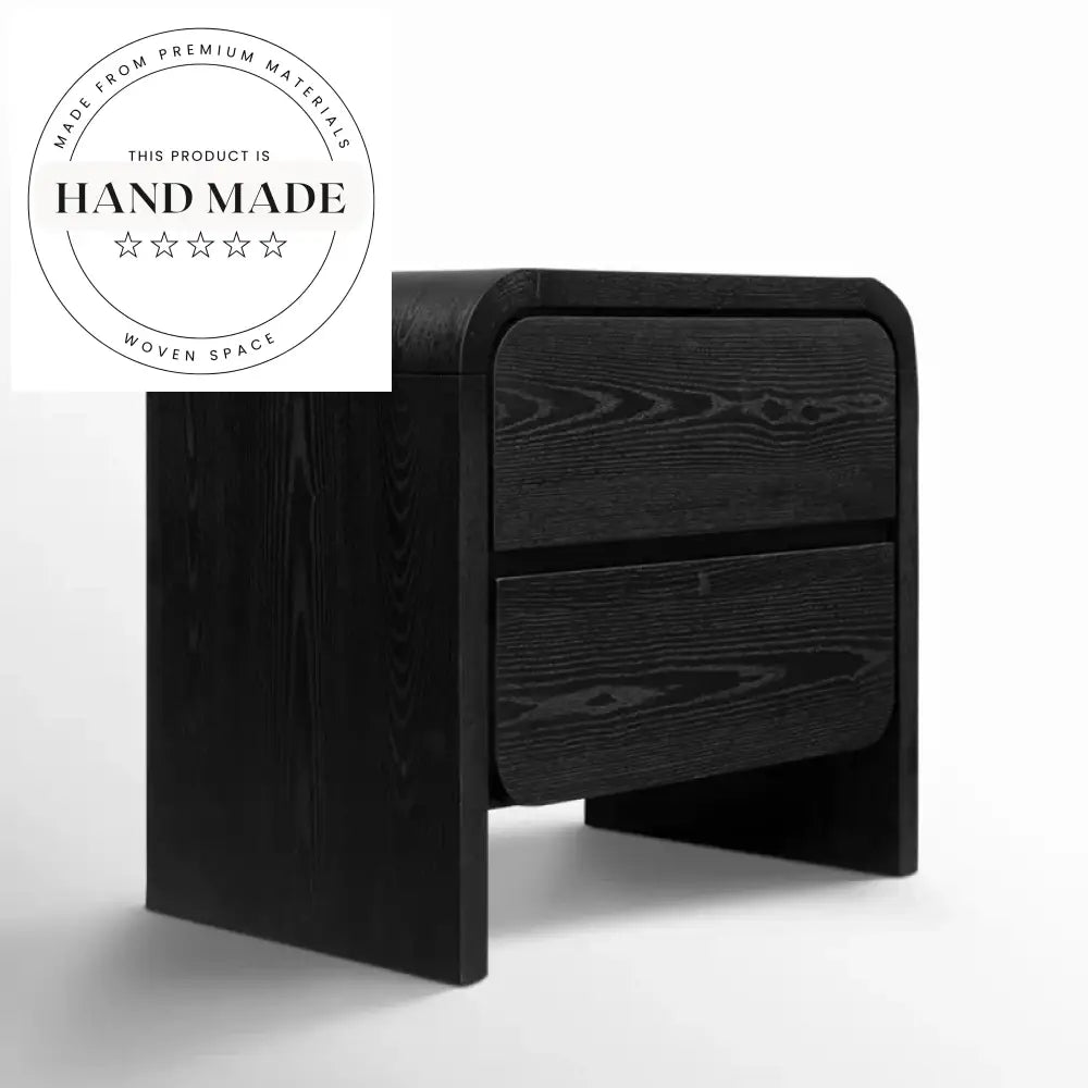 Modern Square Oak Veneer Two Drawer Nordic Bedside Table