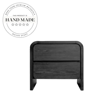 Modern Square Oak Veneer Two Drawer Nordic Bedside Table