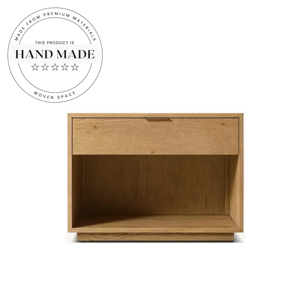 Modern Square Oak Wood Veneer Chest of Drawers Bedside Table