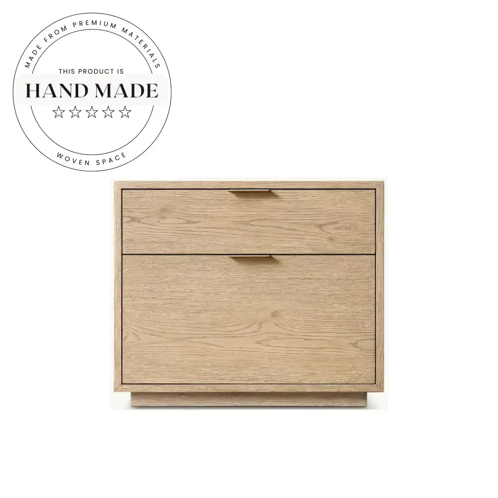 Modern Square Oak Wood Veneer Chest of Drawers Bedside Table