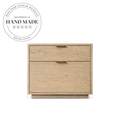 Modern Square Oak Wood Veneer Chest of Drawers Bedside Table