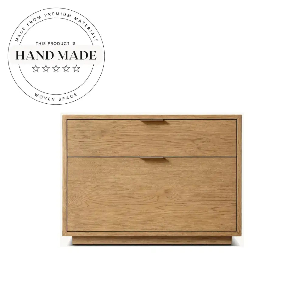 Modern Square Oak Wood Veneer Chest of Drawers Bedside Table
