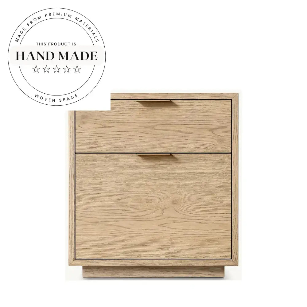Modern Square Oak Wood Veneer Chest of Drawers Bedside Table
