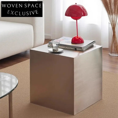 Modern Square Silver Stainless Steel Accent Living Room Coffee Table