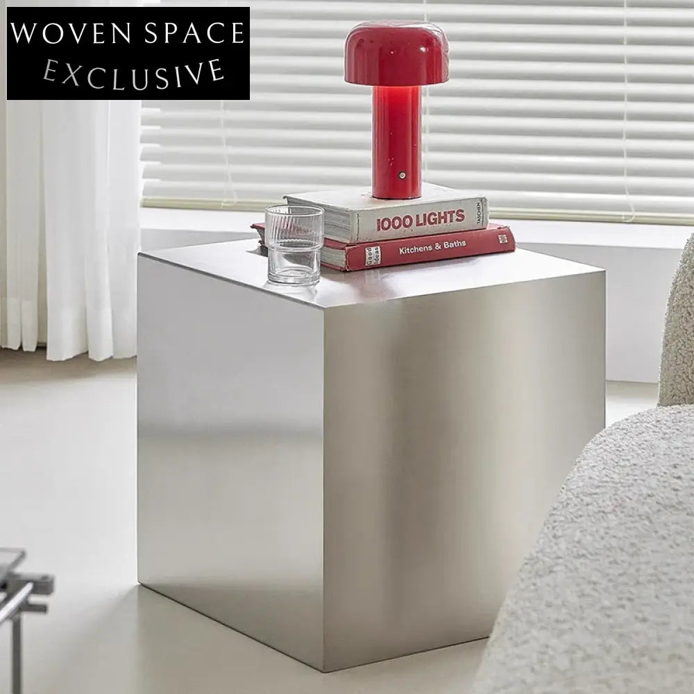 Modern Square Silver Stainless Steel Accent Living Room Coffee Table