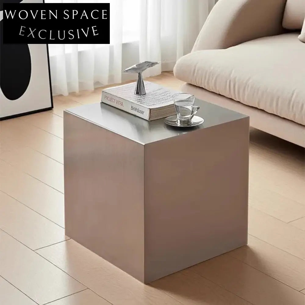 Modern Square Silver Stainless Steel Accent Living Room Coffee Table