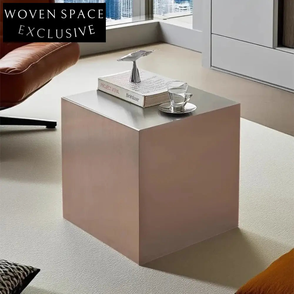 Modern Square Silver Stainless Steel Accent Living Room Coffee Table