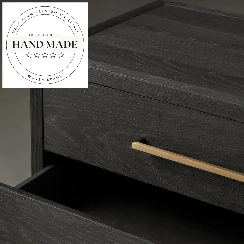 Modern Square Solid Oak 2-Drawer Retro Bedside Table