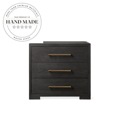 Modern Square Solid Oak 2-Drawer Retro Bedside Table