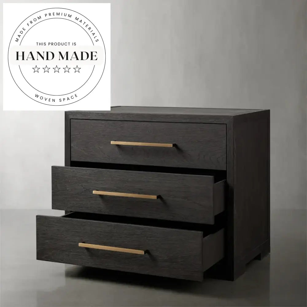 Modern Square Solid Oak 2-Drawer Retro Bedside Table