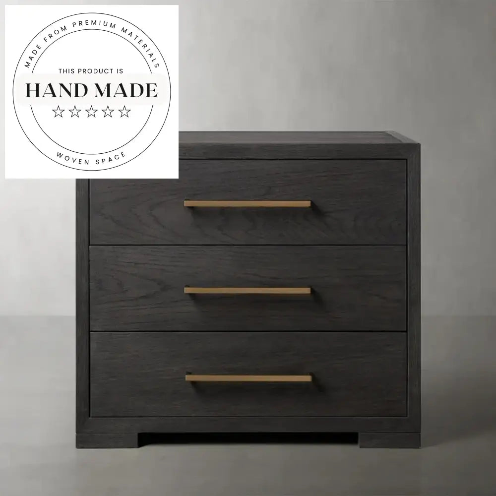 Modern Square Solid Oak 2-Drawer Retro Bedside Table