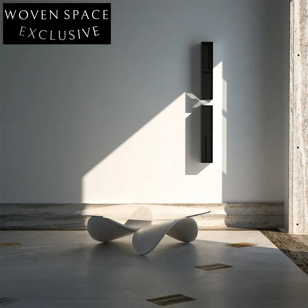 Modern Square Tempered Glass Solid Wood Base Living Room Coffee Table