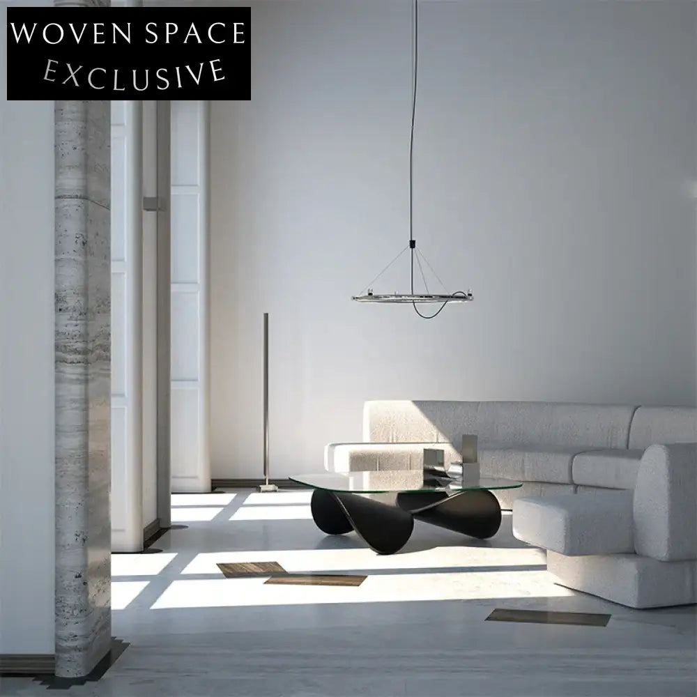 Modern Square Tempered Glass Top Solid Wood Living Room Coffee Table