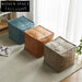 Modern Square Waterproof Leather Ottoman Stool Footrest for Living Room