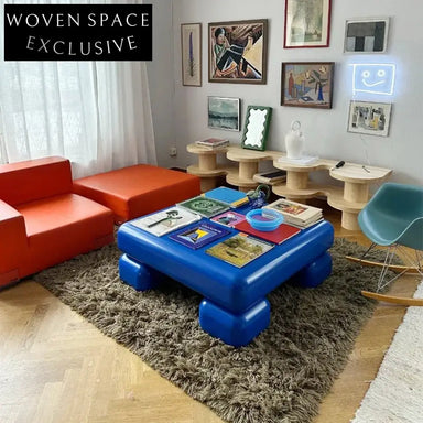 Modern Square Wooden Checkerboard Pattern Designer Living Room Coffee Table