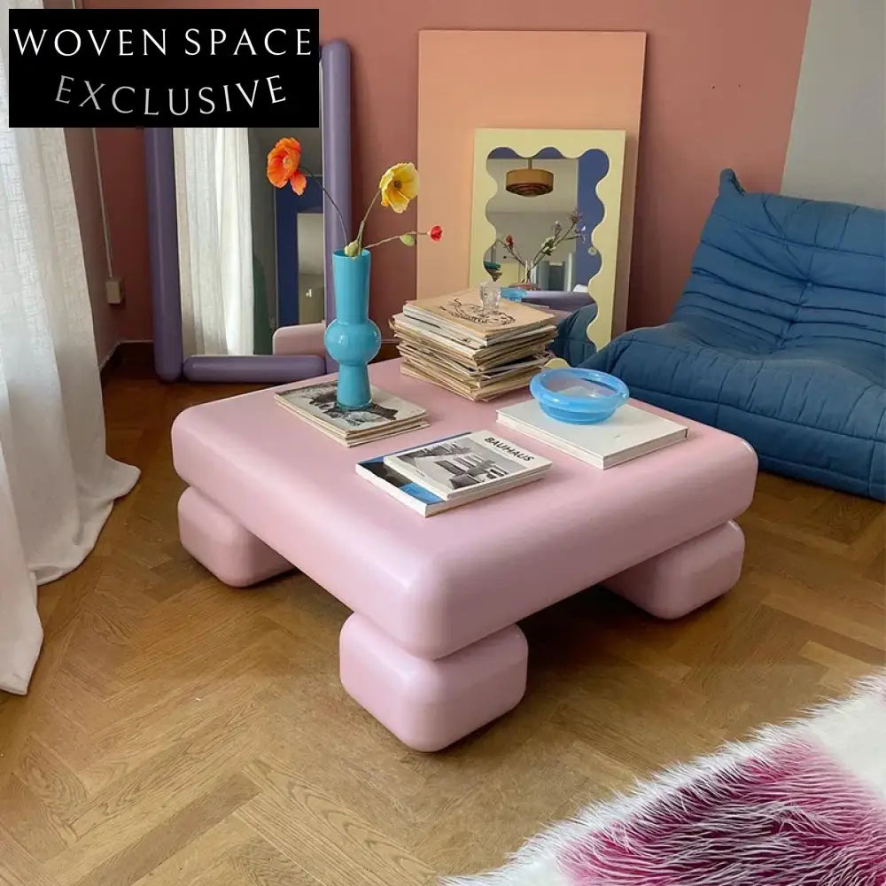 Modern Square Wooden Checkerboard Pattern Designer Living Room Coffee Table