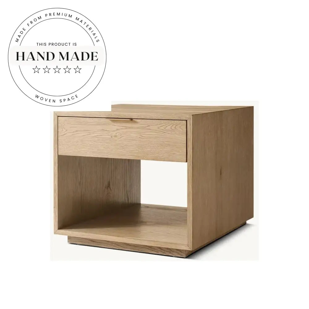 Modern Square Wooden Side Table with Storage Drawer Coffee Table