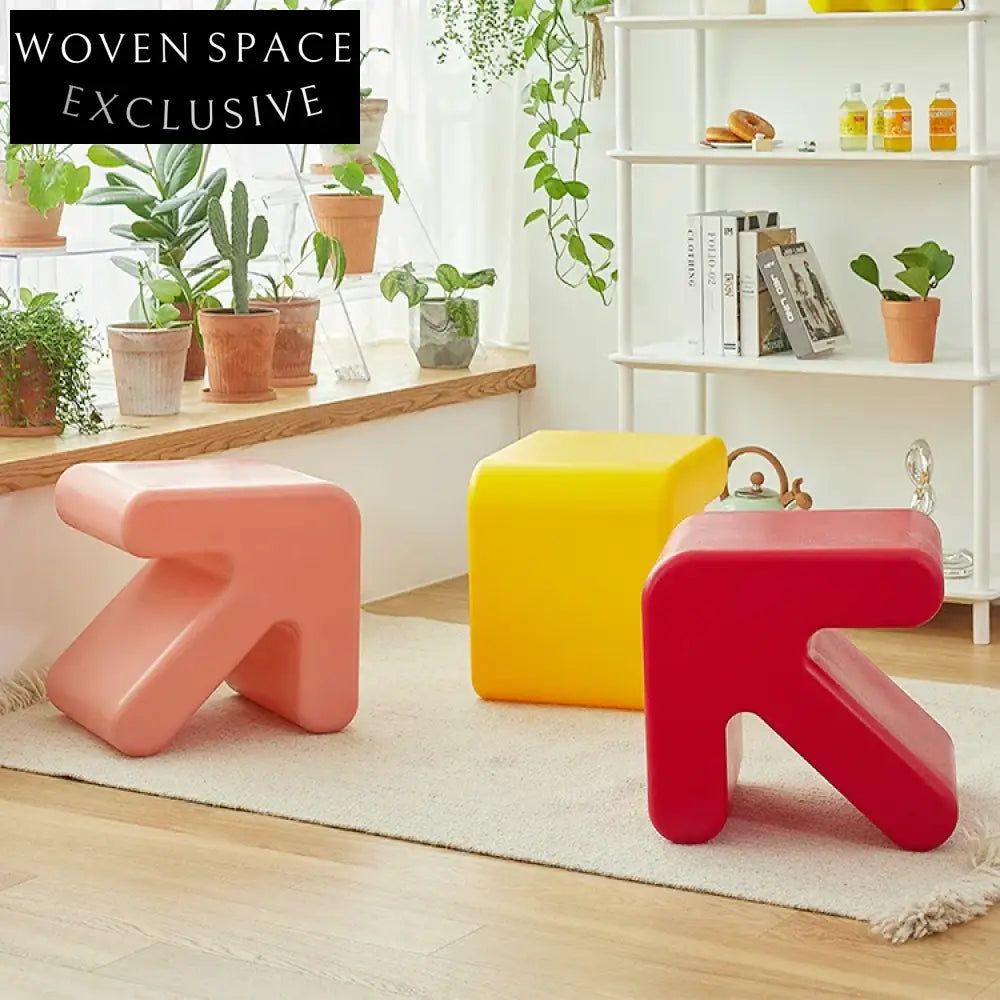 Modern Stackable Plastic Kids Footstool Ottoman | Space-Saving Living Room Stool