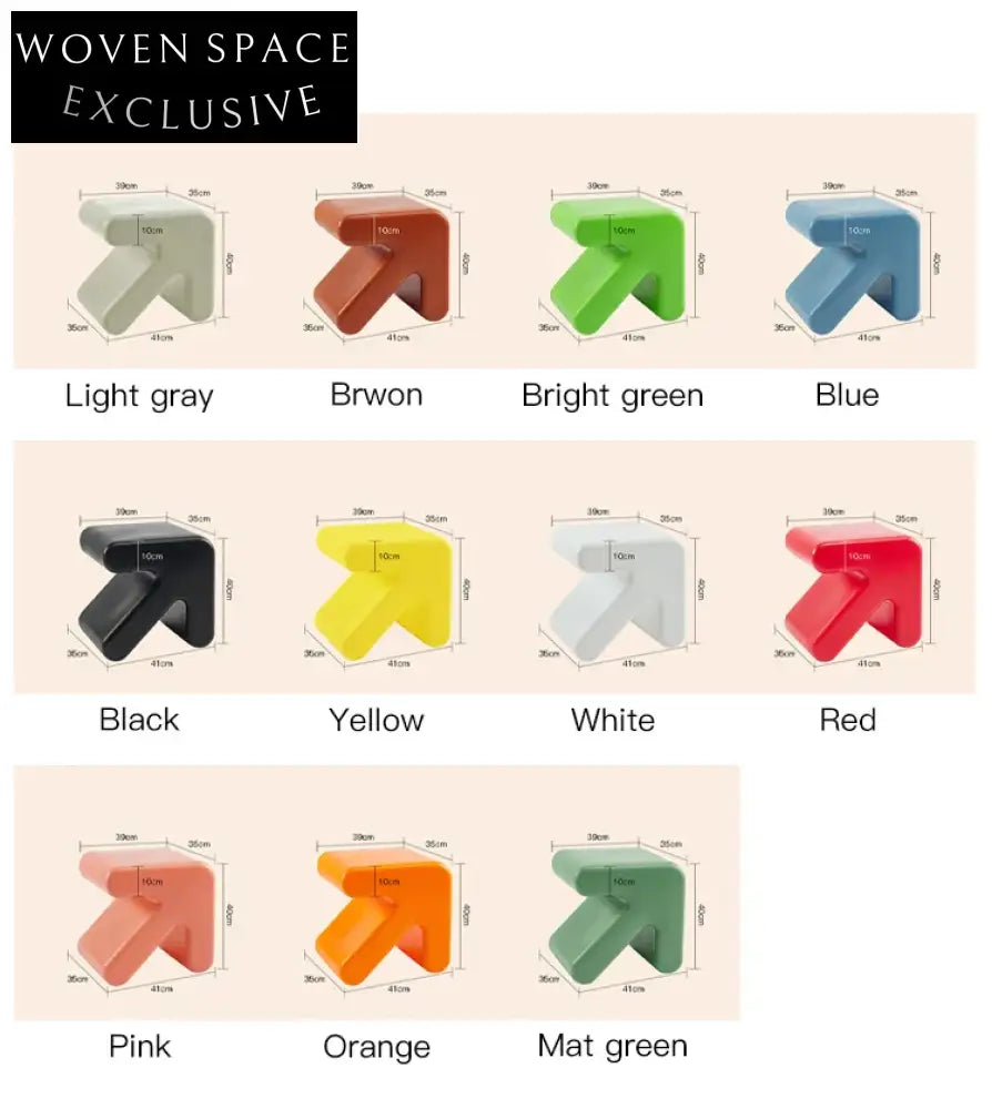 Modern Stackable Plastic Kids Footstool Ottoman | Space-Saving Living Room Stool