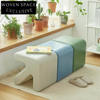 Modern Stackable Plastic Kids Footstool Ottoman | Space-Saving Living Room Stool