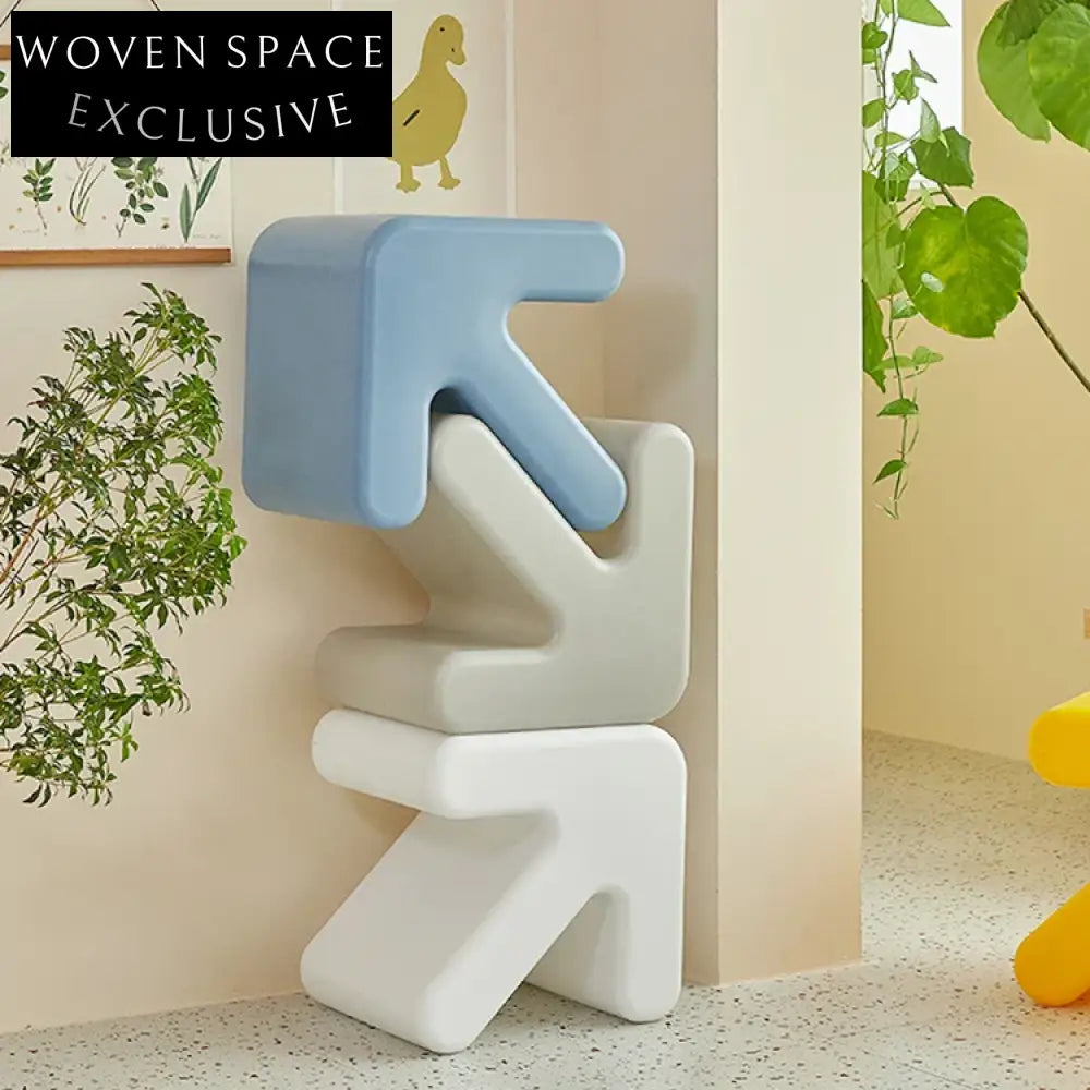 Modern Stackable Plastic Kids Footstool Ottoman | Space-Saving Living Room Stool