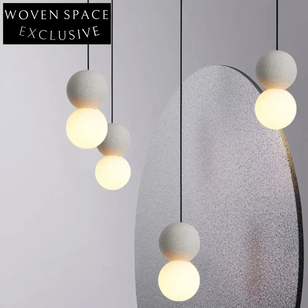 Modern Stacked Ball Terrazzo Marble Pink Grey Brown Ceiling Pendant Light