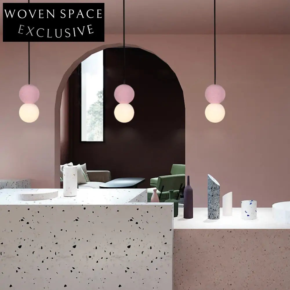 Modern Stacked Ball Terrazzo Marble Pink Grey Brown Ceiling Pendant Light