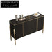Modern Stainless Steel Console Table, Elegant Black Wood Storage Cabinet for Living Room