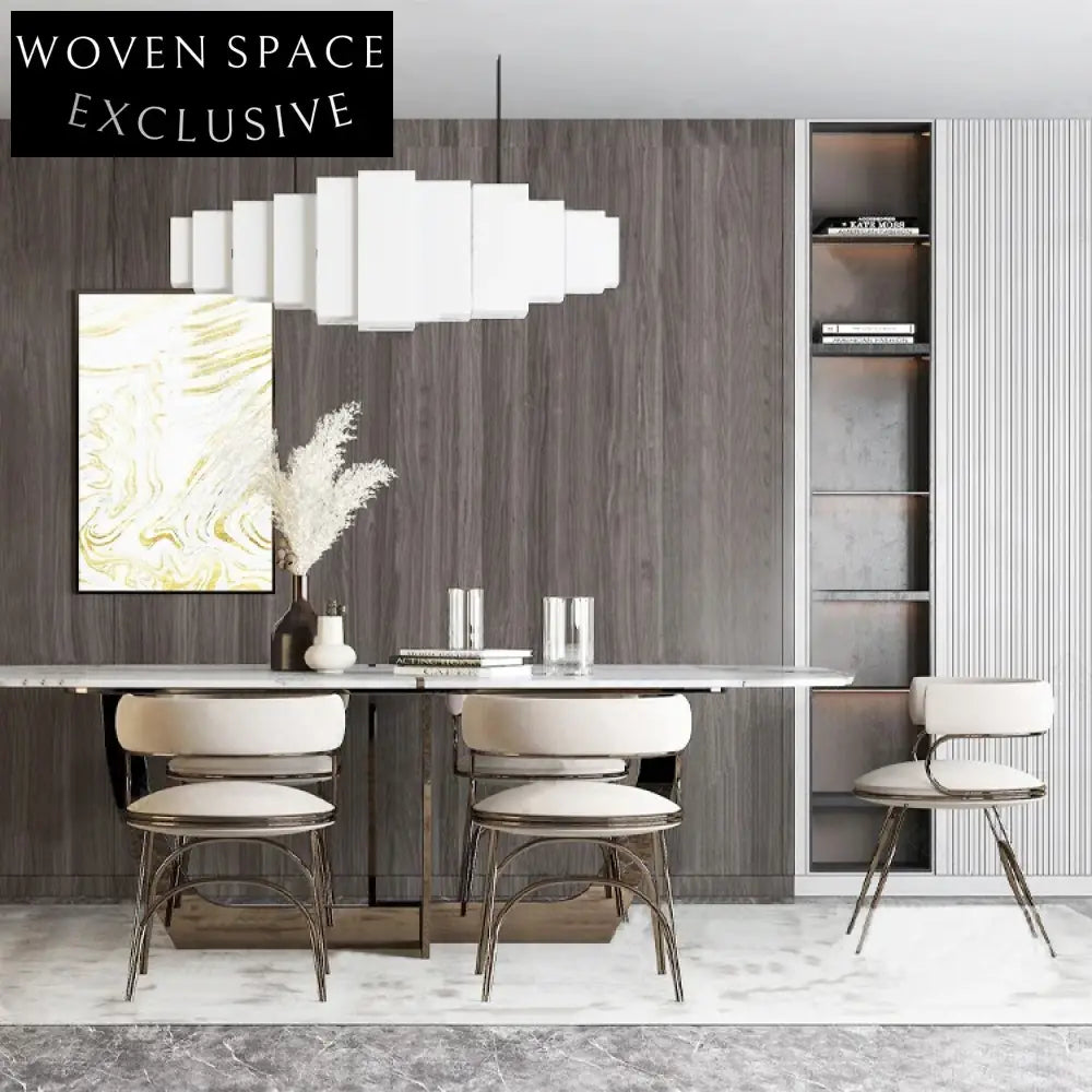 Modern Stainless Steel Fabric Leisure Chair for Dining, Elegant Metal Legs