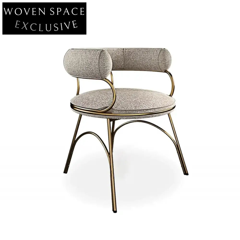Modern Stainless Steel Fabric Leisure Chair for Dining, Elegant Metal Legs