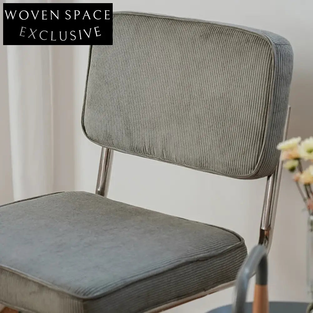 Modern Stainless Steel Fixed Base Upholstered Fabric Dining Chair for Cafes