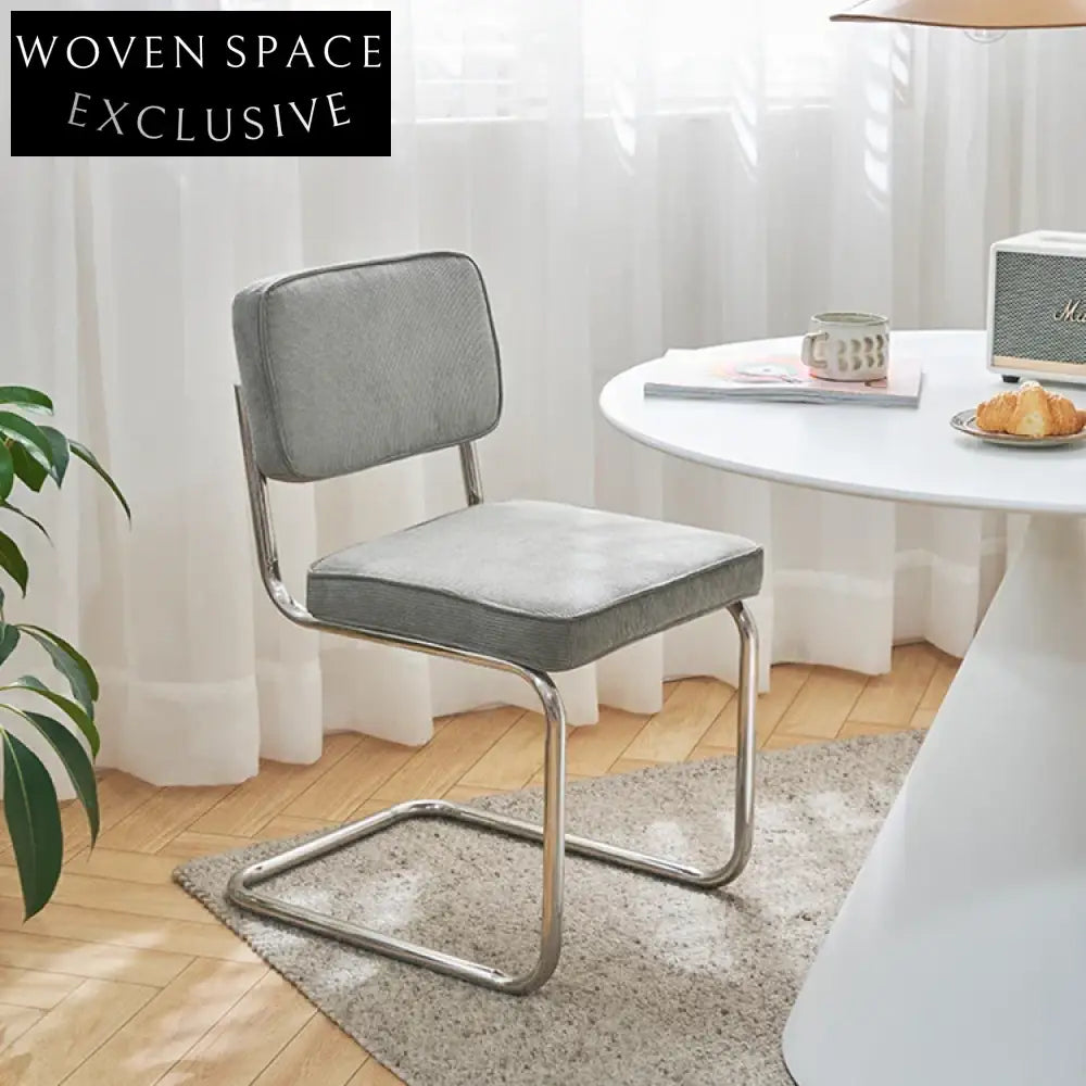 Modern Stainless Steel Fixed Base Upholstered Fabric Dining Chair for Cafes