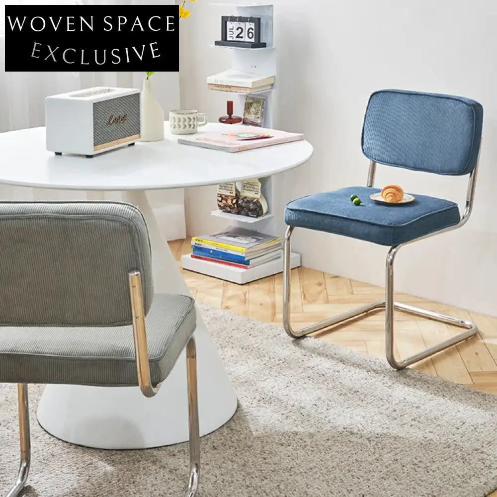 Modern Stainless Steel Fixed Base Upholstered Fabric Dining Chair for Cafes