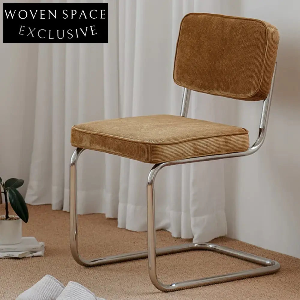 Modern Stainless Steel Fixed Base Upholstered Fabric Dining Chair for Cafes