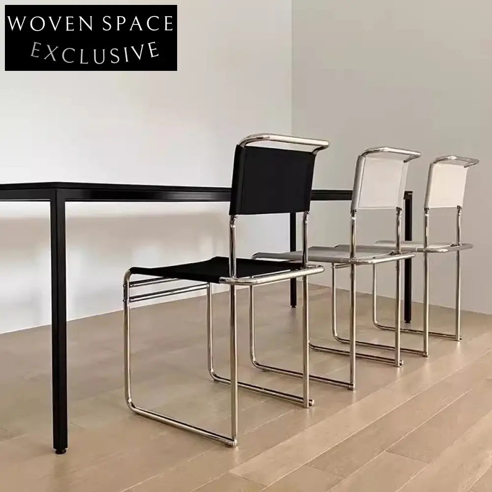 Modern Stainless Steel Frame Saddle Leather Home Office Dining Chair