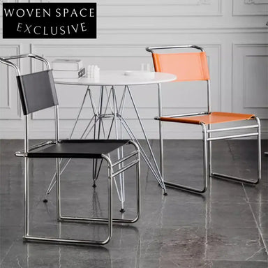 Modern Stainless Steel Frame Saddle Leather Home Office Dining Chair