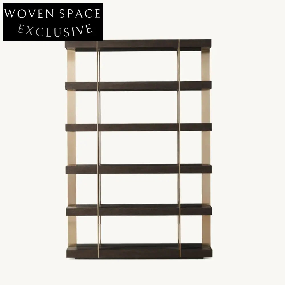 Modern Stainless Steel Wood Bookcase Display Case for Living Room Home Bar