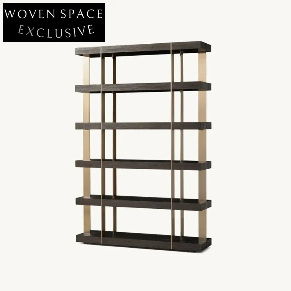 Modern Stainless Steel Wood Bookcase Display Case for Living Room Home Bar
