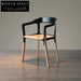 Modern Steel and Wood Arm Dining Chair, Comfortable Designer Style Side Chair