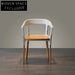 Modern Steel and Wood Arm Dining Chair, Comfortable Designer Style Side Chair