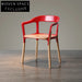 Modern Steel and Wood Arm Dining Chair, Comfortable Designer Style Side Chair