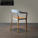 Modern Steel and Wood Arm Dining Chair, Comfortable Designer Style Side Chair
